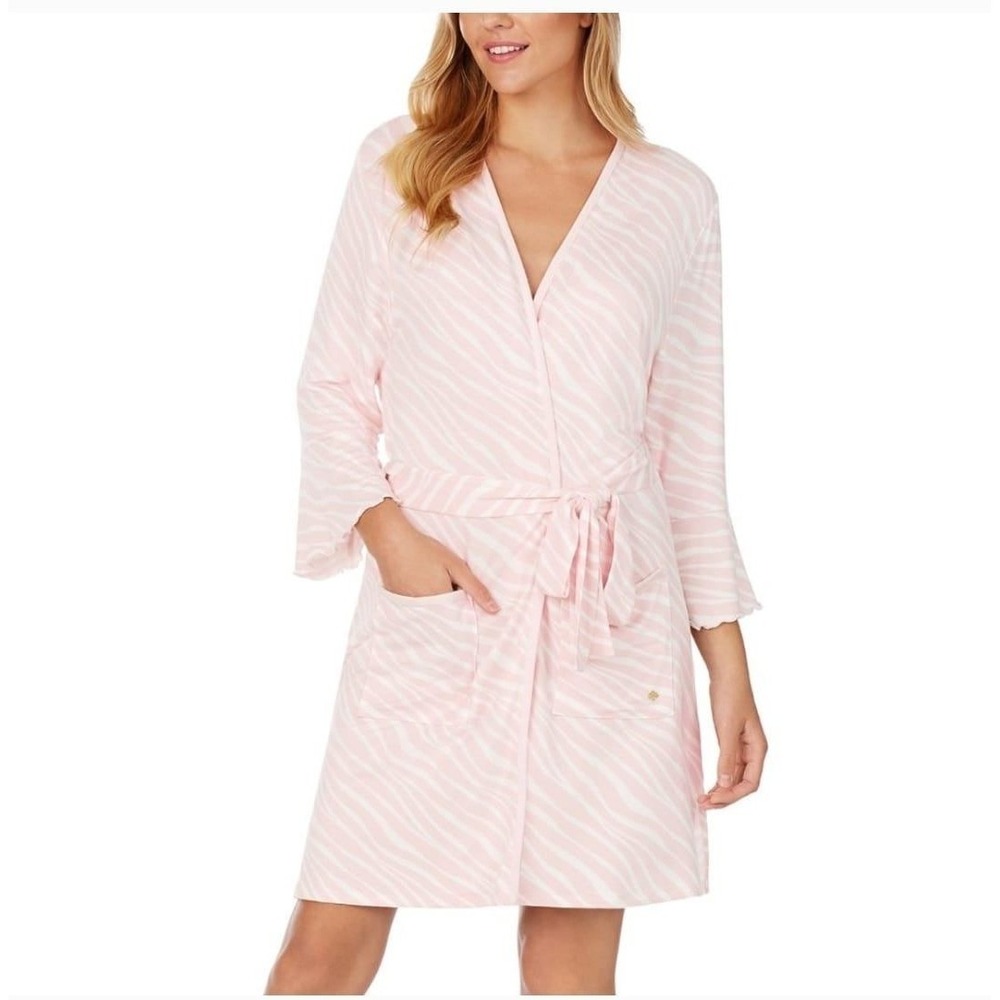 Kate Spade New York Pink Zebra Print Robe XS‎ S Kimono Sleepwear
